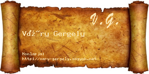 Váry Gergely névjegykártya